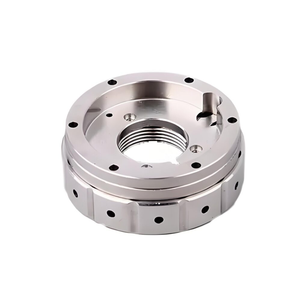 Custom 5-Axis CNC Machined Aluminum Threaded Flange Component | Precision Turni...